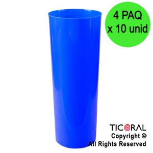 VASO TRAGO LARGO PP KV AZUL 280CC (4 pack x 10 unid)